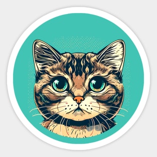 Happy Colorful Cat Face Surprise - Love Cats Sticker